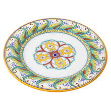 Load image into Gallery viewer, Deruta Ceramics Platter in green and yellow geometric design