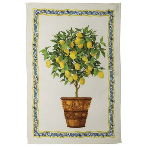 Italian linen tea towel with lemon tree