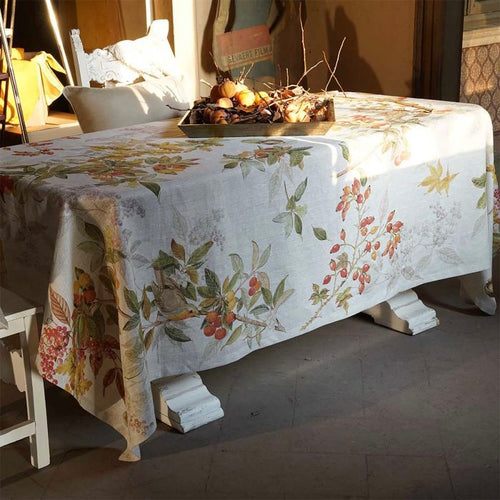 Italian linen tablecloth with autumn colours  Edit alt text