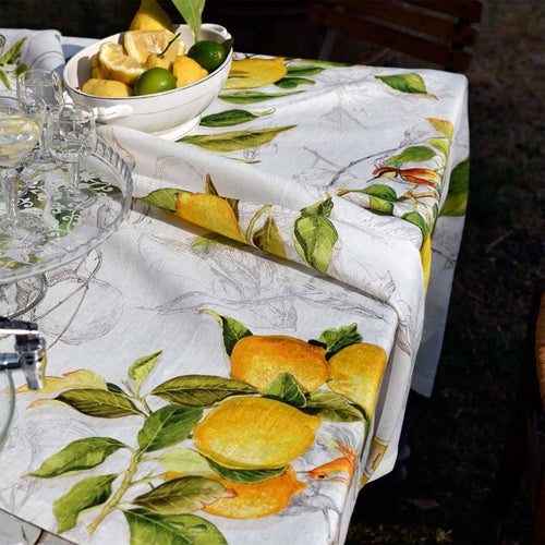 Italian luxury tablecloth, traditional design with lemons 