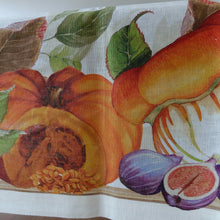 Load image into Gallery viewer, linen tablecloth with pumpkins and fruit