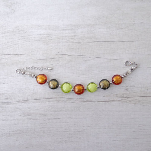 Venetian glass bracelet with topaz beads