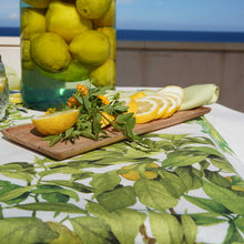 Load image into Gallery viewer, Italian Linen Tablecloth with lemon trees
